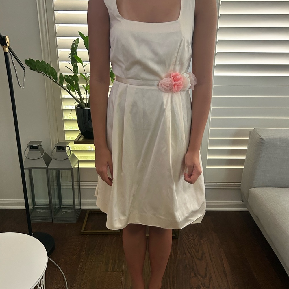 MaxMara White Dress with Pink Accent